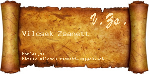 Vilcsek Zsanett névjegykártya